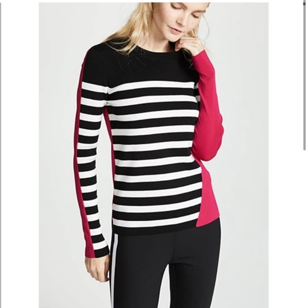 rag & bone. Cecilee Crewneck Striped Colorblock Sweater. Bright Rose. XS.